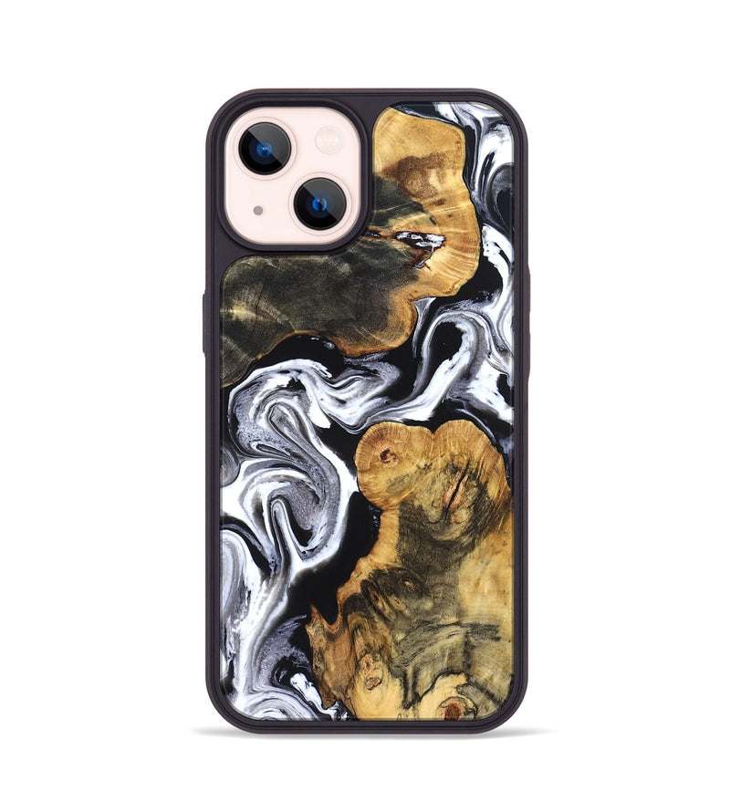 iPhone 14 Wood Phone Case - Dash (Black & White, 831807)