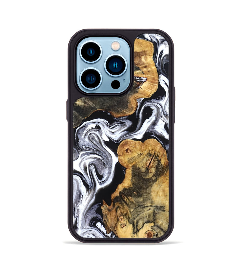 iPhone 14 Pro Wood Phone Case - Dash (Black & White, 831807)