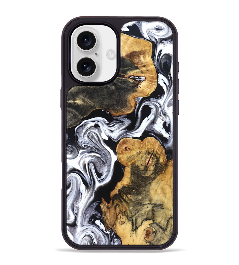 iPhone 16 Plus Wood Phone Case - Dash (Black & White, 831807)