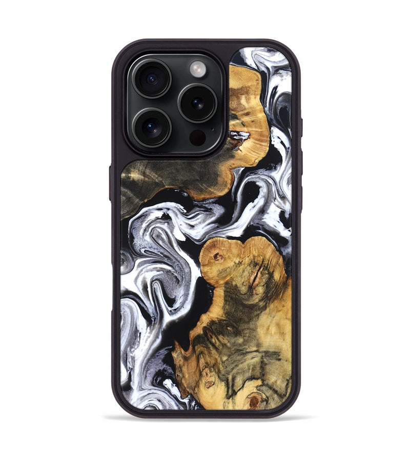 iPhone 16 Pro Wood Phone Case - Dash (Black & White, 831807)