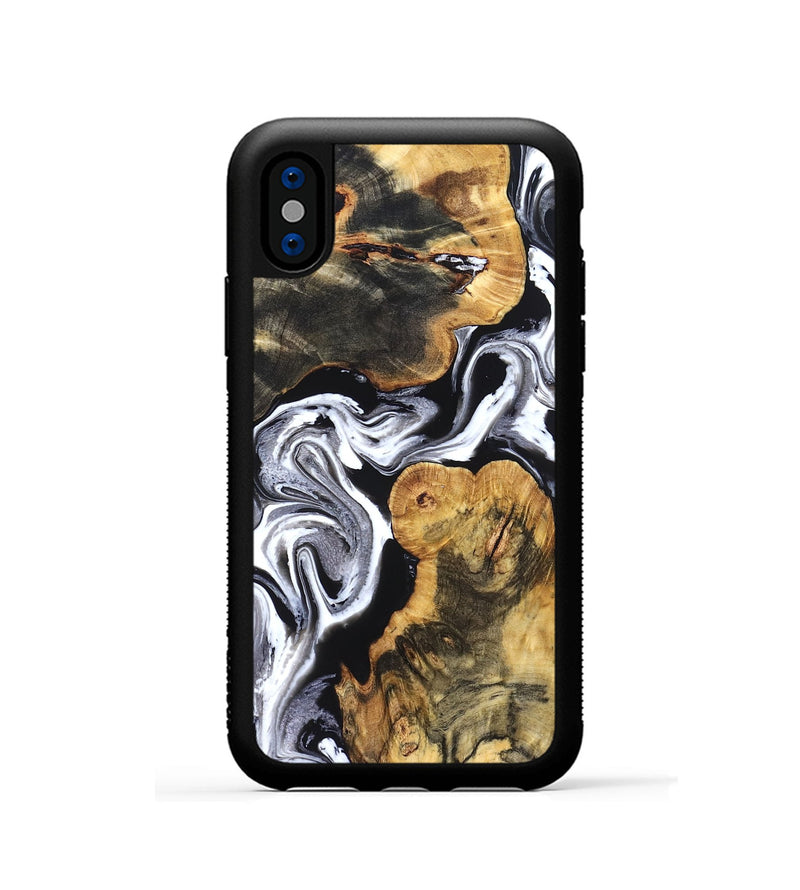 iPhone Xs Wood Phone Case - Dash (Black & White, 831807)