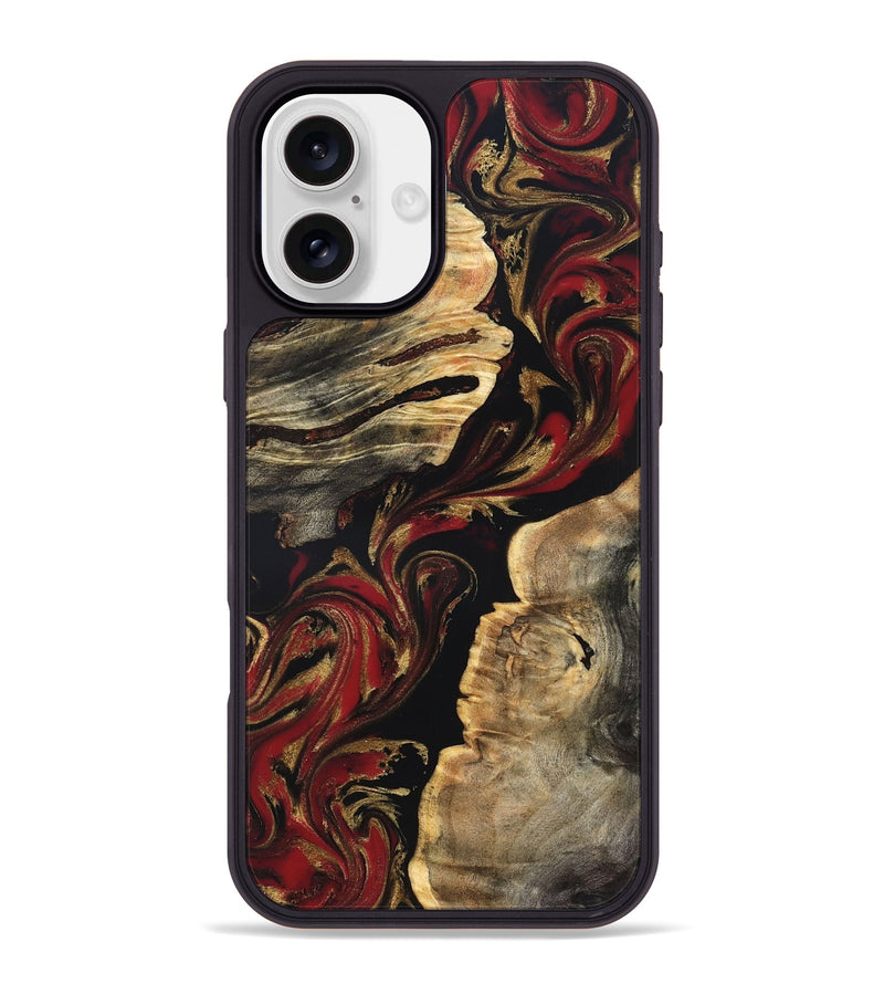 iPhone 16 Plus Wood Phone Case - Alonso (Red, 831808)
