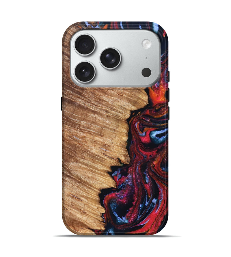 iPhone 18 Pro Wood Live Edge Phone Case - Birdie (Red, 831820)
