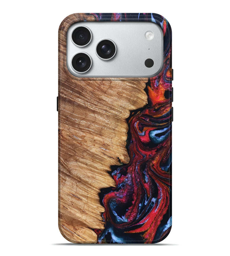 iPhone 18 Pro Max Wood Live Edge Phone Case - Birdie (Red, 831820)