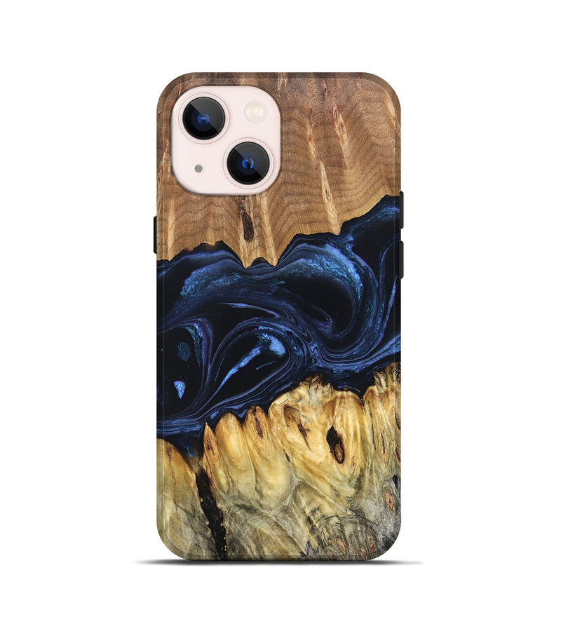 iPhone 13 mini Wood Live Edge Phone Case - Brad (Blue, 831821)