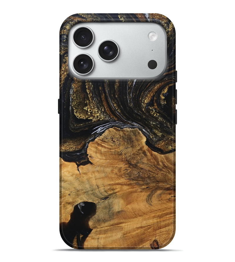 iPhone 18 Pro Max Wood Live Edge Phone Case - Omarion (Black & White, 831828)