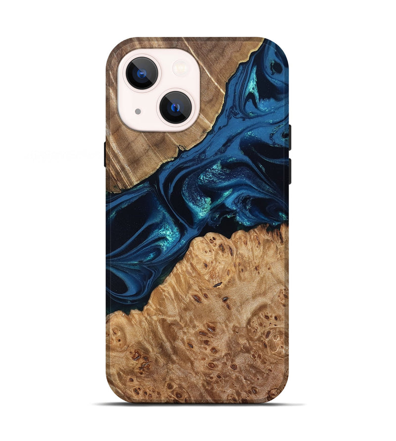 iPhone 13 Wood Live Edge Phone Case - Ramon (Blue, 831839)