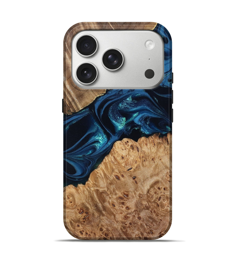 iPhone 17 Pro Wood Live Edge Phone Case - Ramon (Blue, 831839)