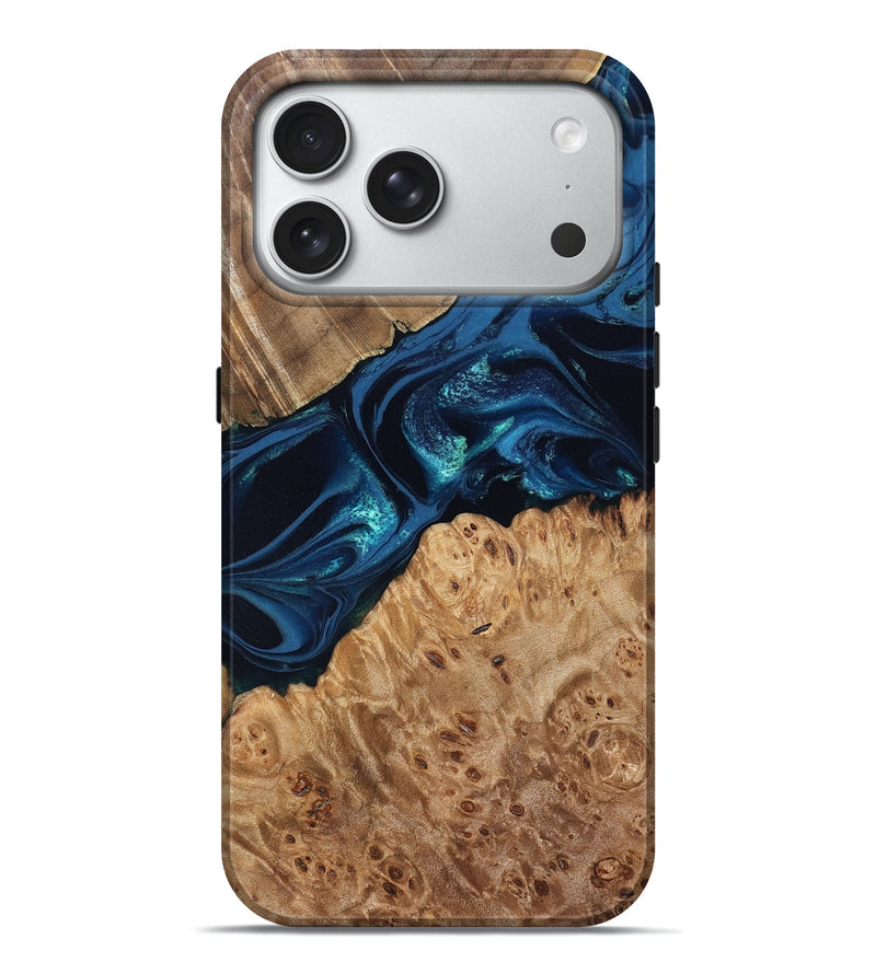 iPhone 18 Pro Max Wood Live Edge Phone Case - Ramon (Blue, 831839)