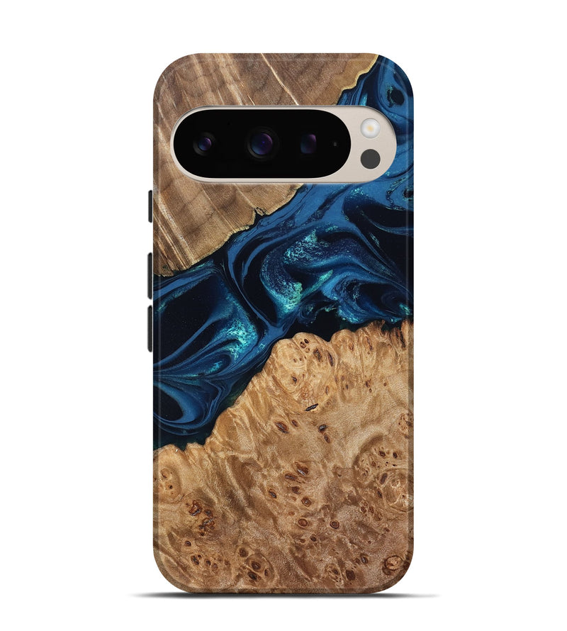 Pixel 9 Pro Wood Live Edge Phone Case - Ramon (Blue, 831839)