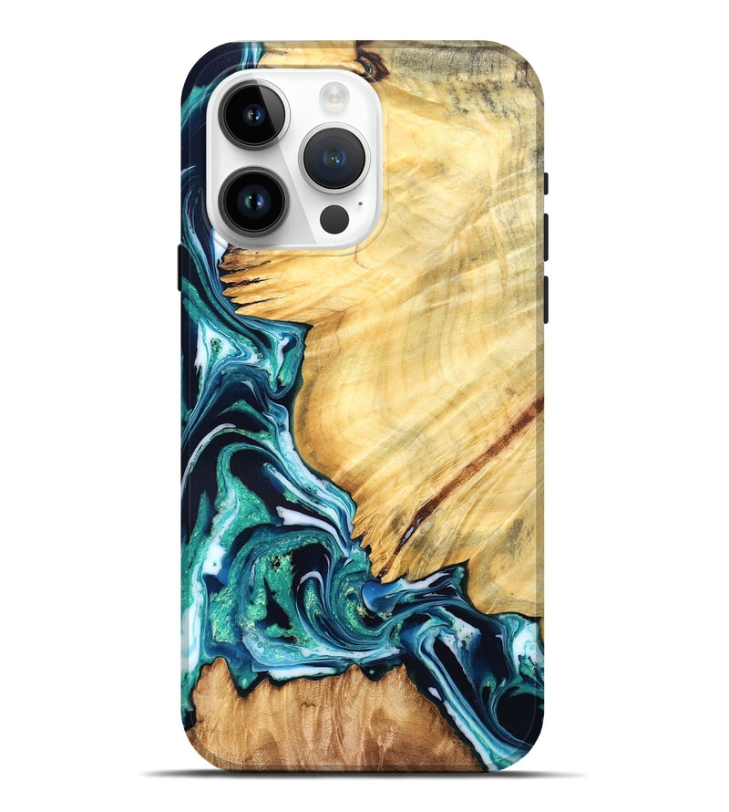 iPhone 15 Pro Max Wood Live Edge Phone Case - Nyah (Blue, 831841)