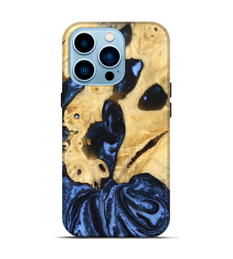 iPhone 14 Pro Wood Live Edge Phone Case - Dirk (Blue, 831844)