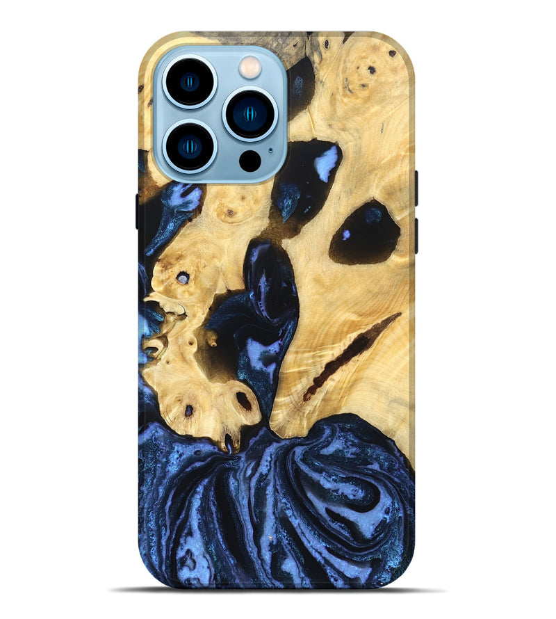 iPhone 14 Pro Max Wood Live Edge Phone Case - Dirk (Blue, 831844)