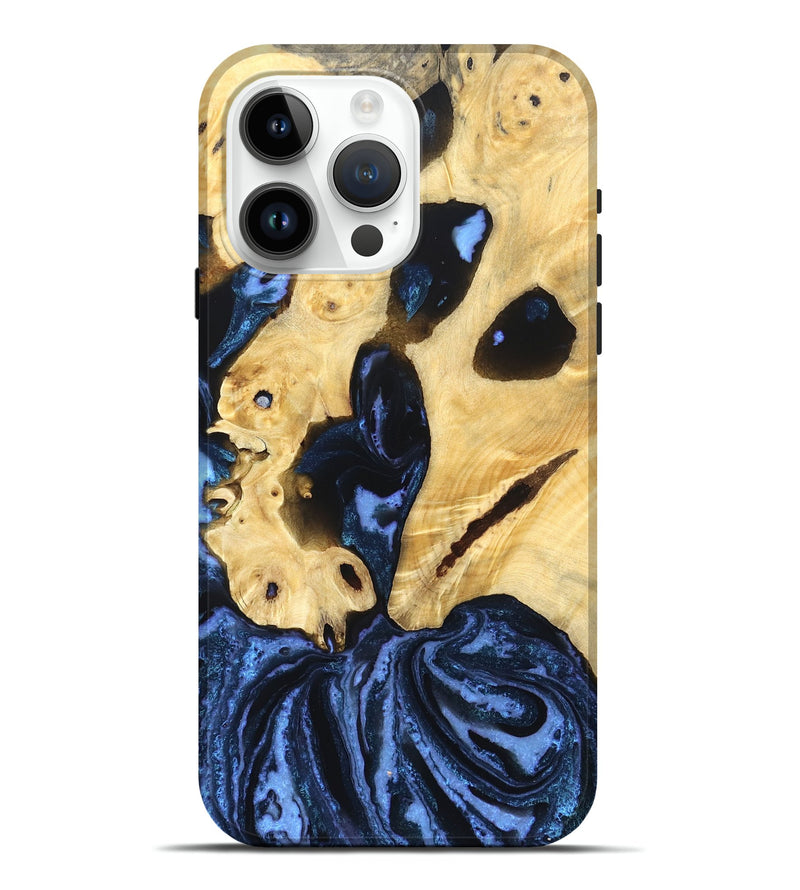 iPhone 15 Pro Max Wood Live Edge Phone Case - Dirk (Blue, 831844)