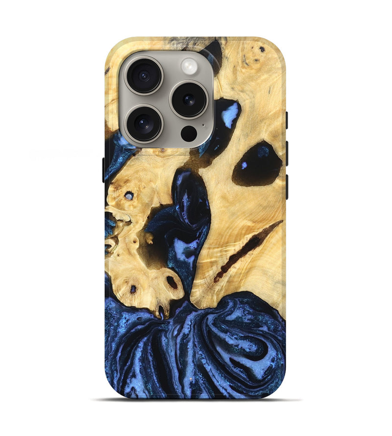 iPhone 16 Pro Wood Live Edge Phone Case - Dirk (Blue, 831844)