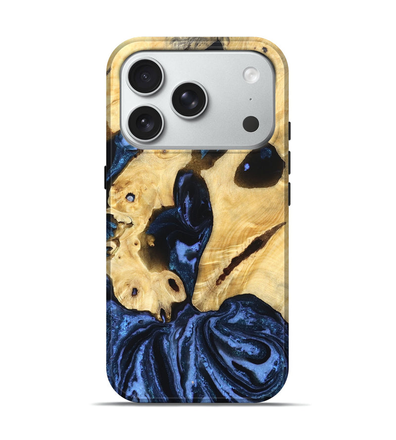 iPhone 18 Pro Wood Live Edge Phone Case - Dirk (Blue, 831844)