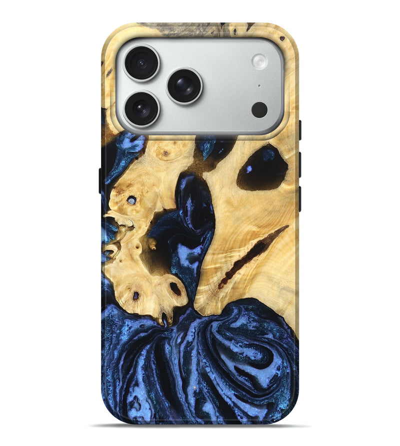 iPhone 18 Pro Max Wood Live Edge Phone Case - Dirk (Blue, 831844)
