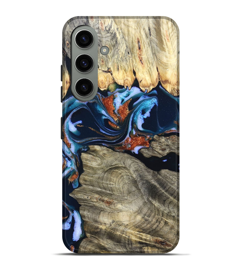 Galaxy S24 Plus Wood Live Edge Phone Case - Marc (Teal & Gold, 831846)