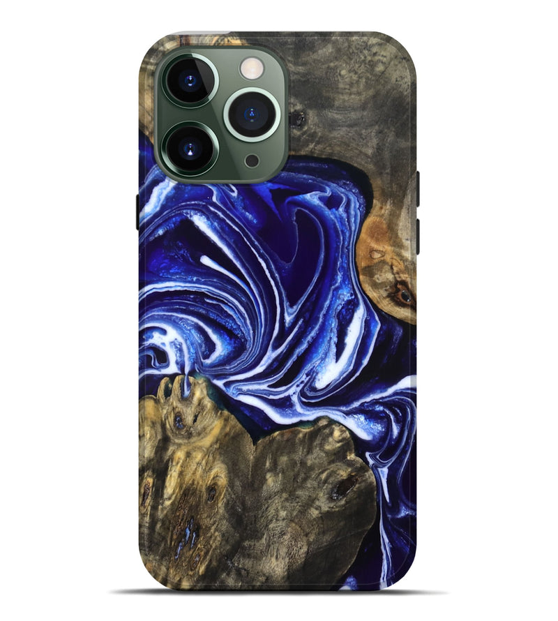 iPhone 13 Pro Max Wood Live Edge Phone Case - Jean (Blue, 831849)