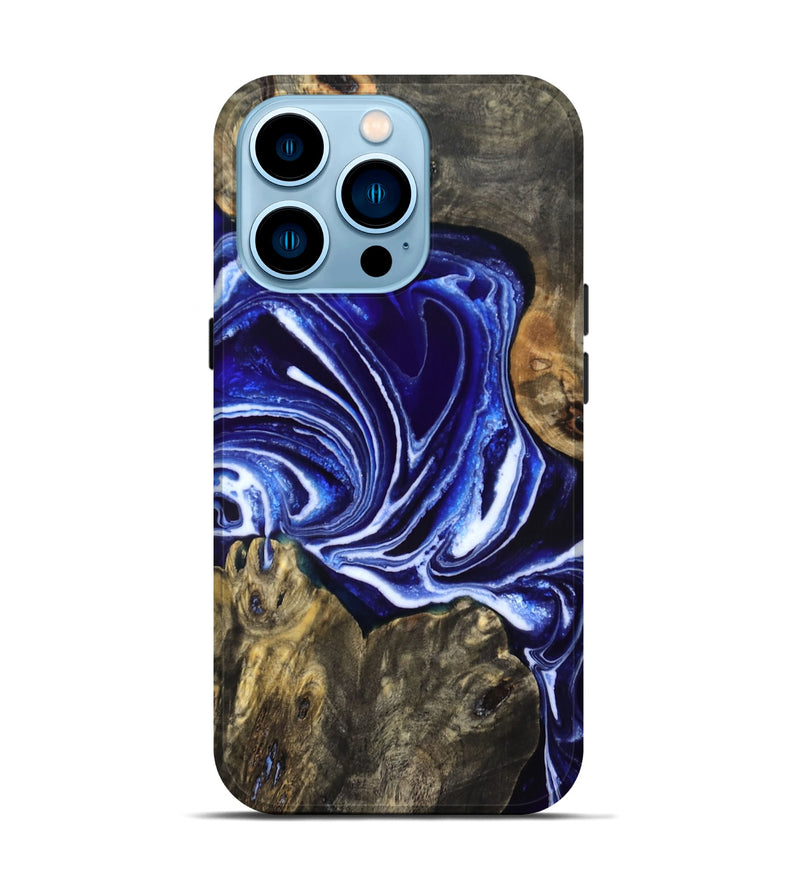 iPhone 14 Pro Wood Live Edge Phone Case - Jean (Blue, 831849)