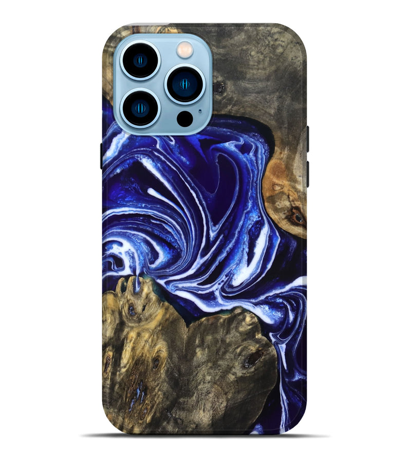 iPhone 14 Pro Max Wood Live Edge Phone Case - Jean (Blue, 831849)