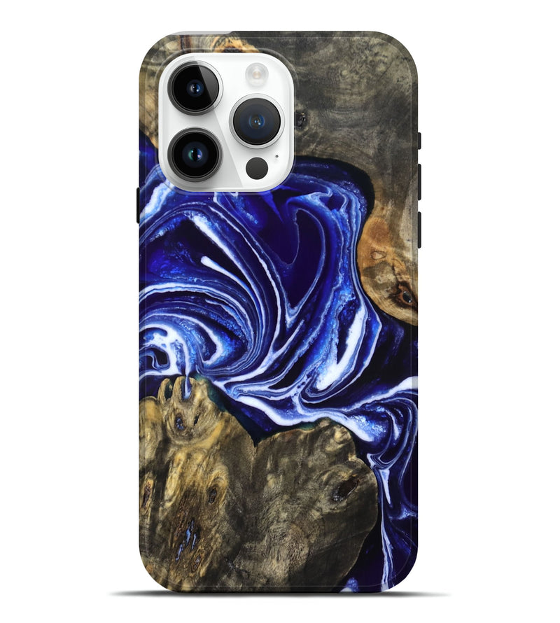 iPhone 15 Pro Max Wood Live Edge Phone Case - Jean (Blue, 831849)