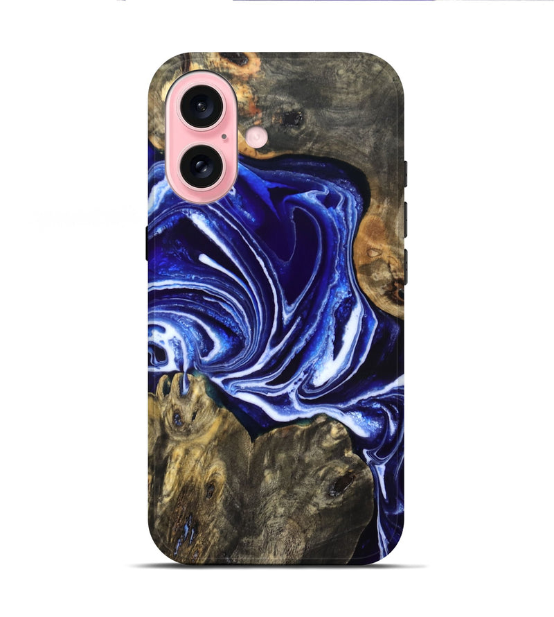iPhone 16 Wood Live Edge Phone Case - Jean (Blue, 831849)