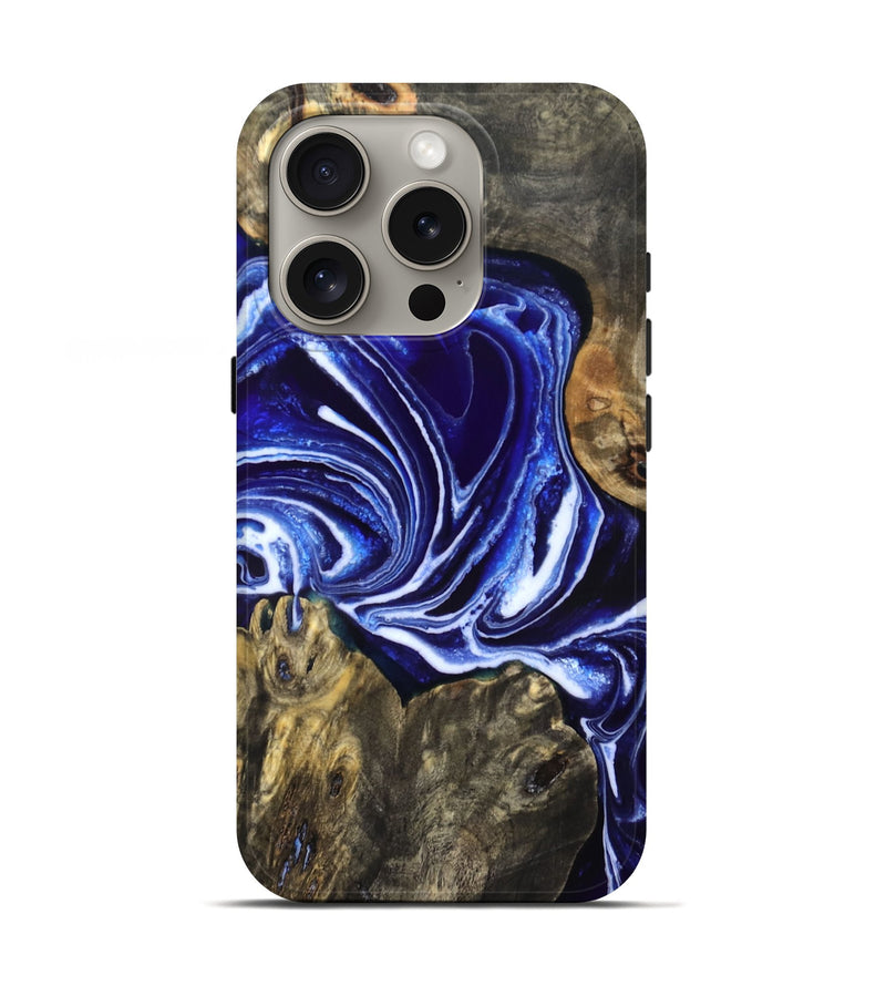 iPhone 16 Pro Wood Live Edge Phone Case - Jean (Blue, 831849)
