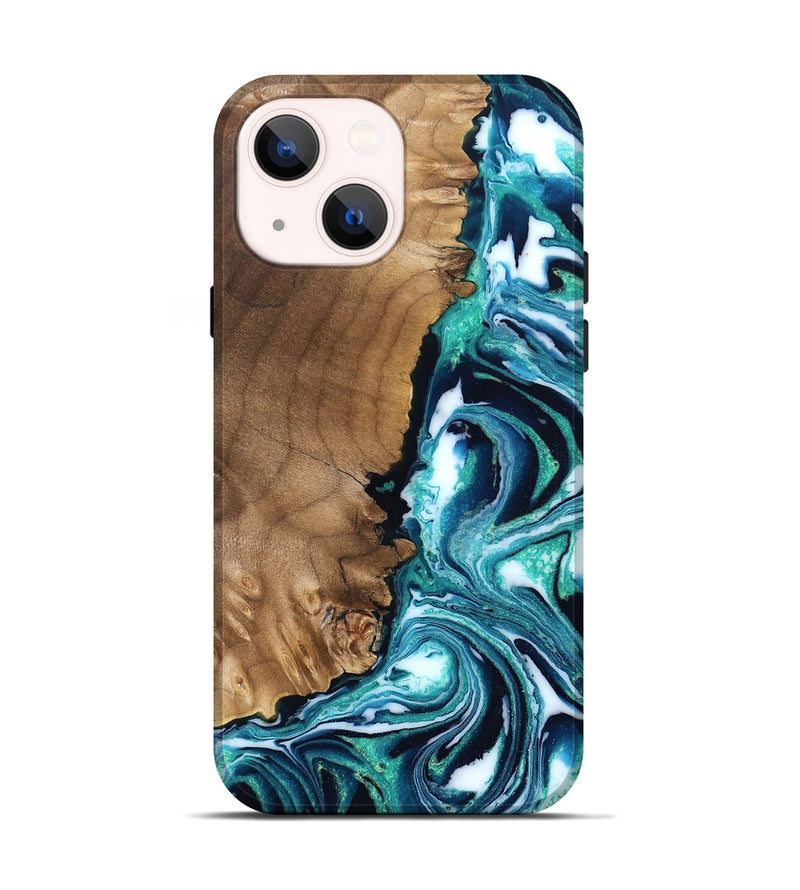 iPhone 14 Wood Live Edge Phone Case - Besse (Blue, 831850)