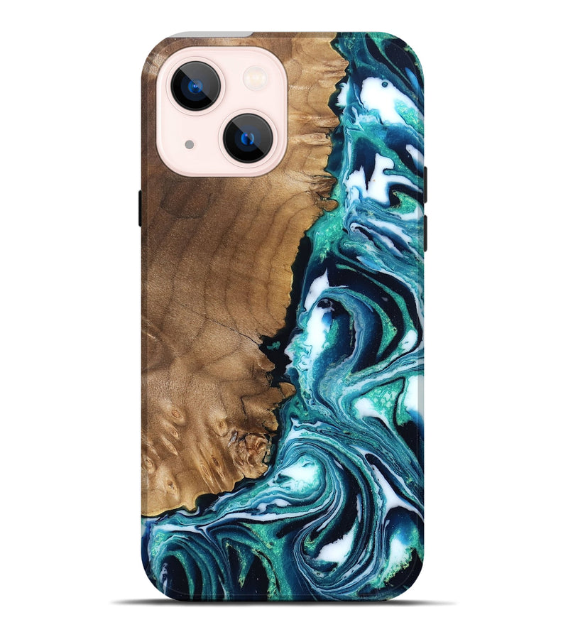 iPhone 14 Plus Wood Live Edge Phone Case - Besse (Blue, 831850)