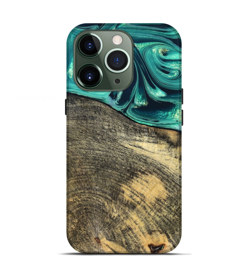 iPhone 13 Pro Wood Live Edge Phone Case - Tamika (Green, 831851)