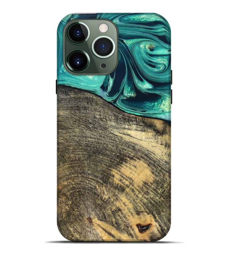 iPhone 13 Pro Max Wood Live Edge Phone Case - Tamika (Green, 831851)