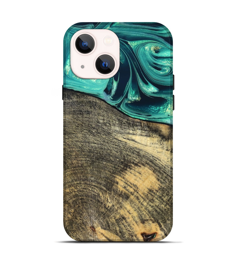 iPhone 14 Wood Live Edge Phone Case - Tamika (Green, 831851)