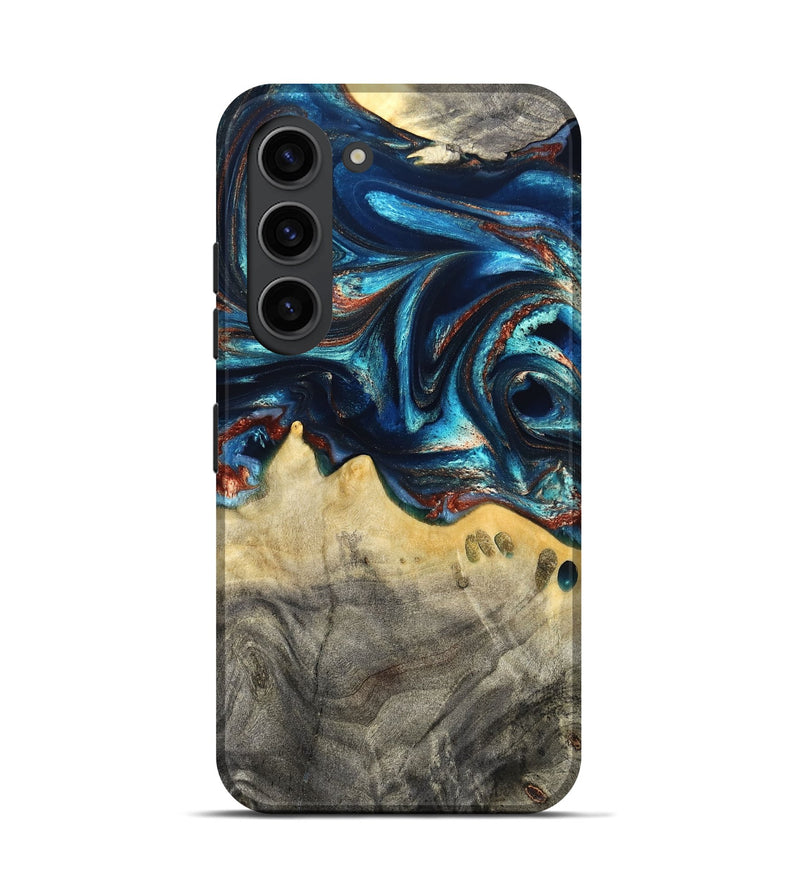Galaxy S23 Wood Live Edge Phone Case - Tasia (Teal & Gold, 831853)