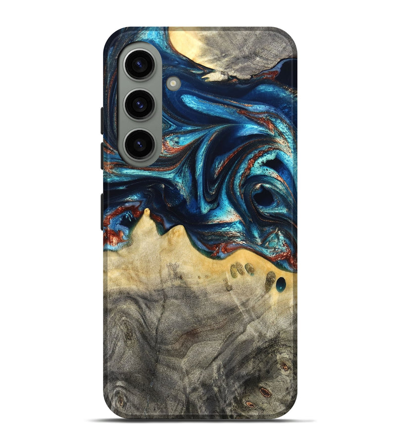 Galaxy S24 Plus Wood Live Edge Phone Case - Tasia (Teal & Gold, 831853)