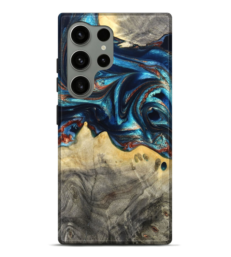 Galaxy S24 Ultra Wood Live Edge Phone Case - Tasia (Teal & Gold, 831853)