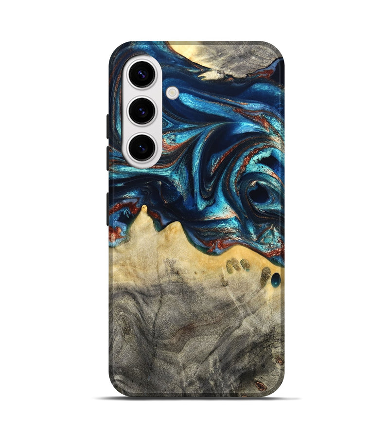 Galaxy S25 Wood Live Edge Phone Case - Tasia (Teal & Gold, 831853)
