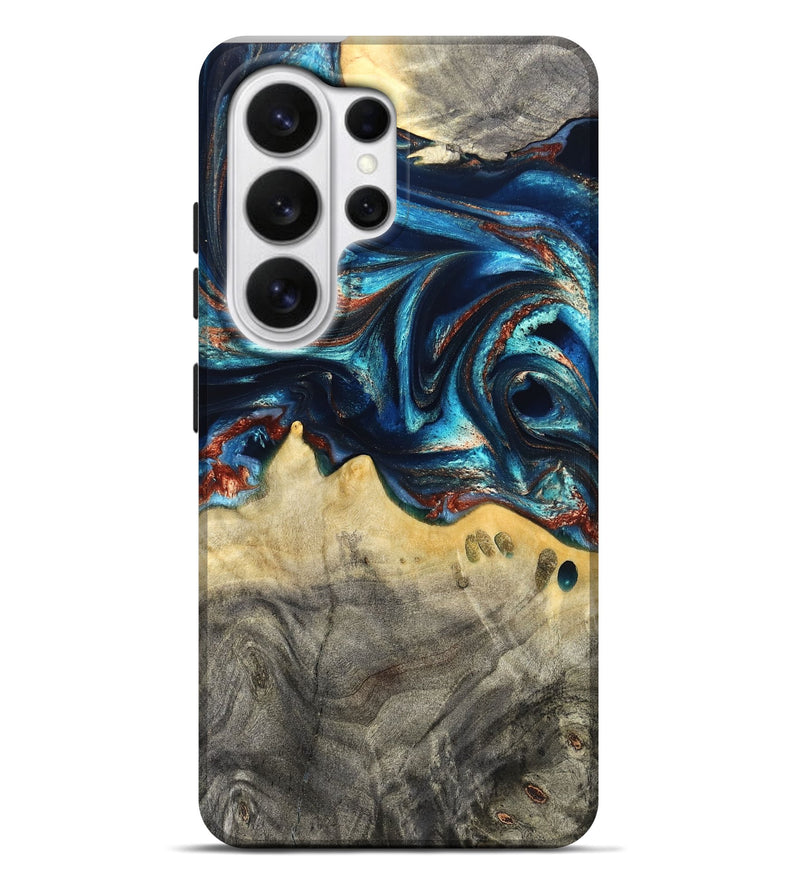 Galaxy S26 Ultra Wood Live Edge Phone Case - Tasia (Teal & Gold, 831853)