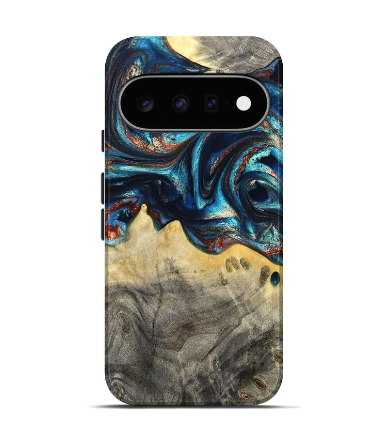 Pixel 11 Wood Live Edge Phone Case - Tasia (Teal & Gold, 831853)