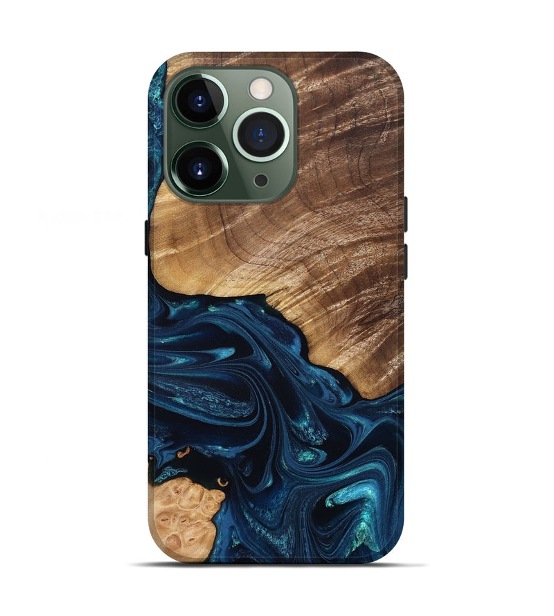 iPhone 13 Pro Wood Live Edge Phone Case - Jordin (Blue, 831854)