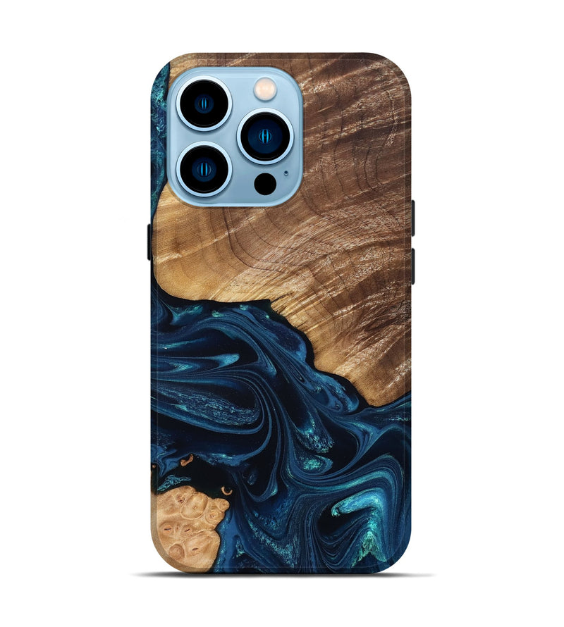iPhone 14 Pro Wood Live Edge Phone Case - Jordin (Blue, 831854)