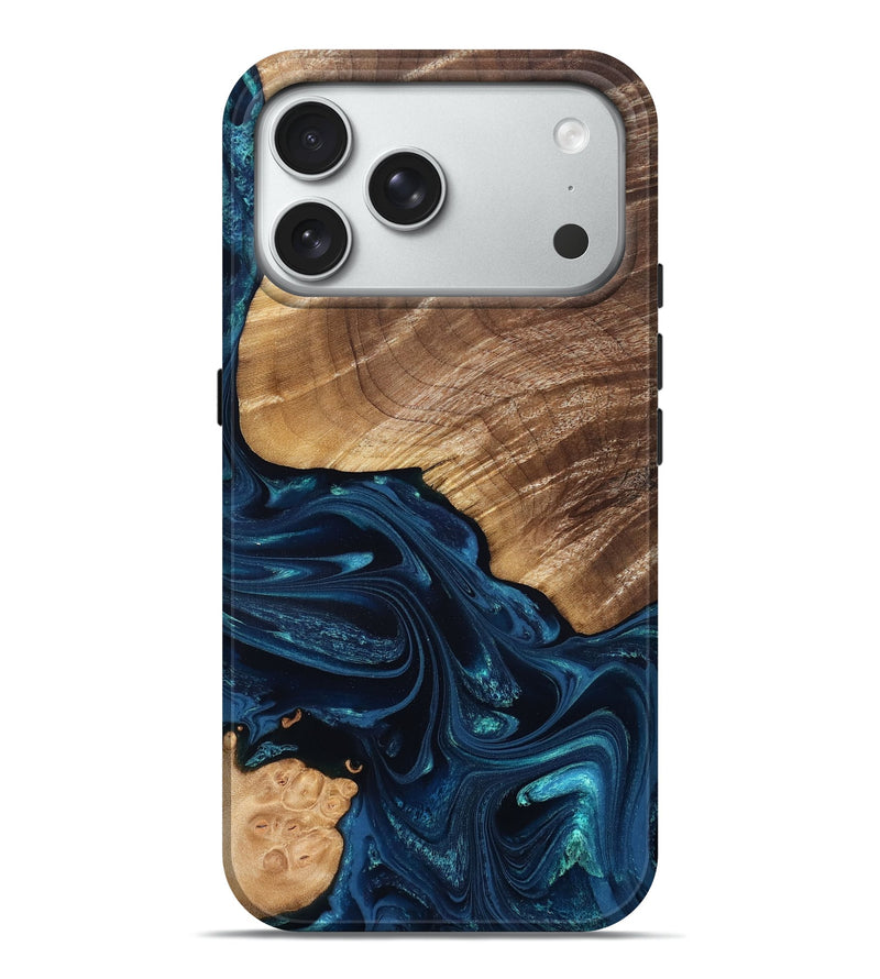 iPhone 18 Pro Max Wood Live Edge Phone Case - Jordin (Blue, 831854)