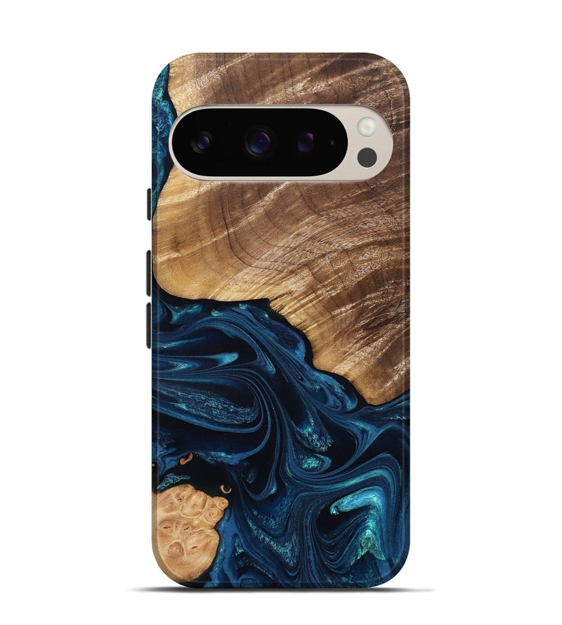 Pixel 9 Pro Wood Live Edge Phone Case - Jordin (Blue, 831854)