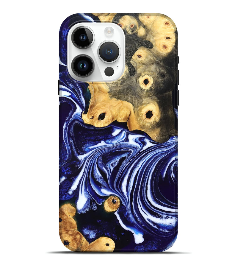iPhone 15 Pro Max Wood Live Edge Phone Case - Carie (Blue, 831856)