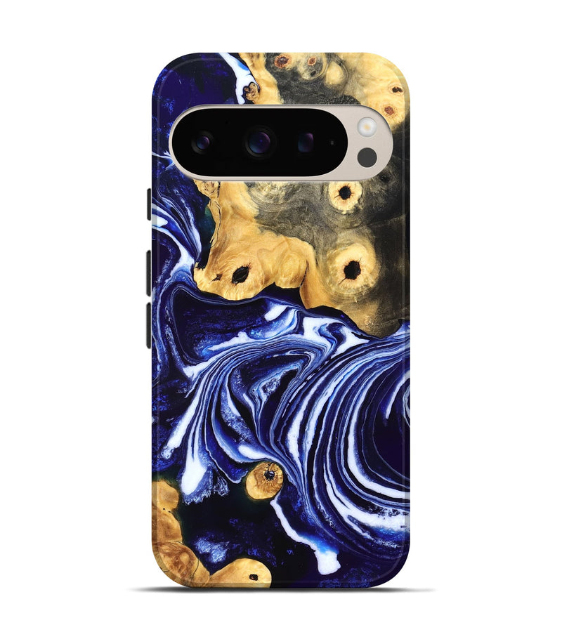 Pixel 9 Pro Wood Live Edge Phone Case - Carie (Blue, 831856)