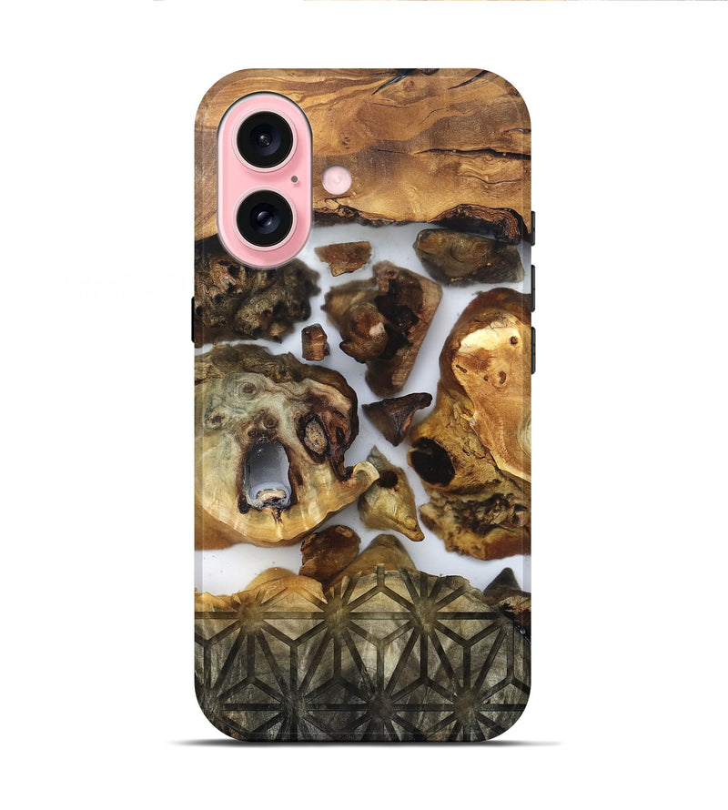 iPhone 16 Wood Live Edge Phone Case - Vinnie (Clear, 831858)