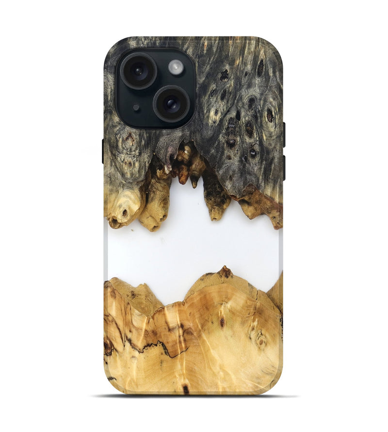 iPhone 15 Wood Live Edge Phone Case - Mindi (Clear, 831859)