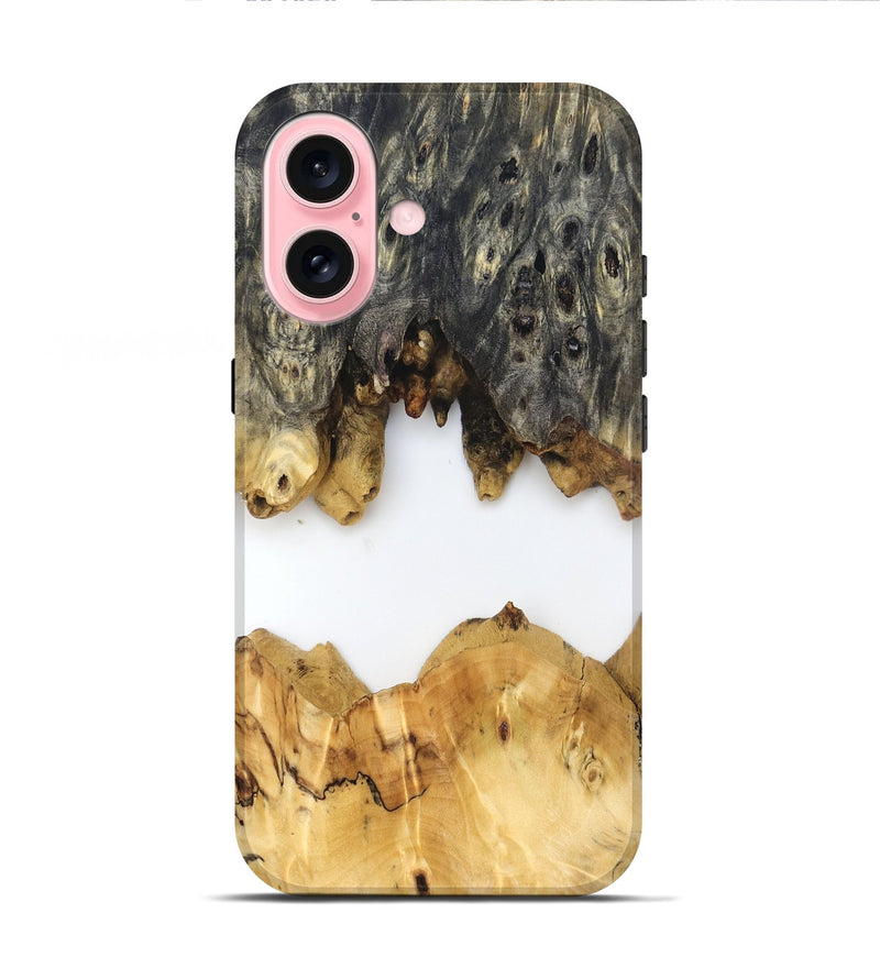 iPhone 16 Wood Live Edge Phone Case - Mindi (Clear, 831859)