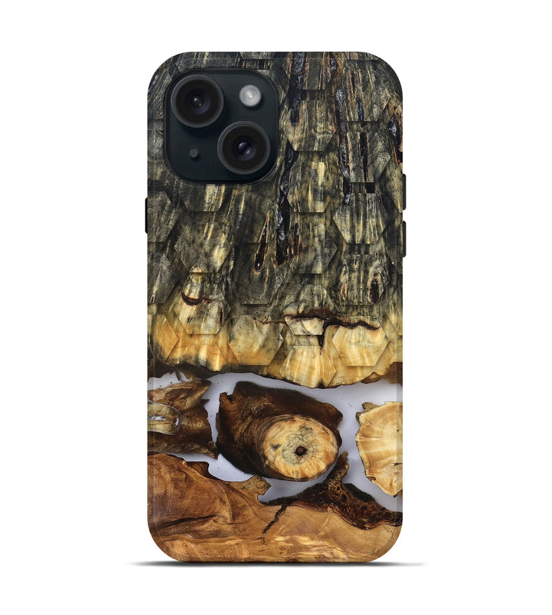 iPhone 15 Wood Live Edge Phone Case - Angela (Clear, 831871)