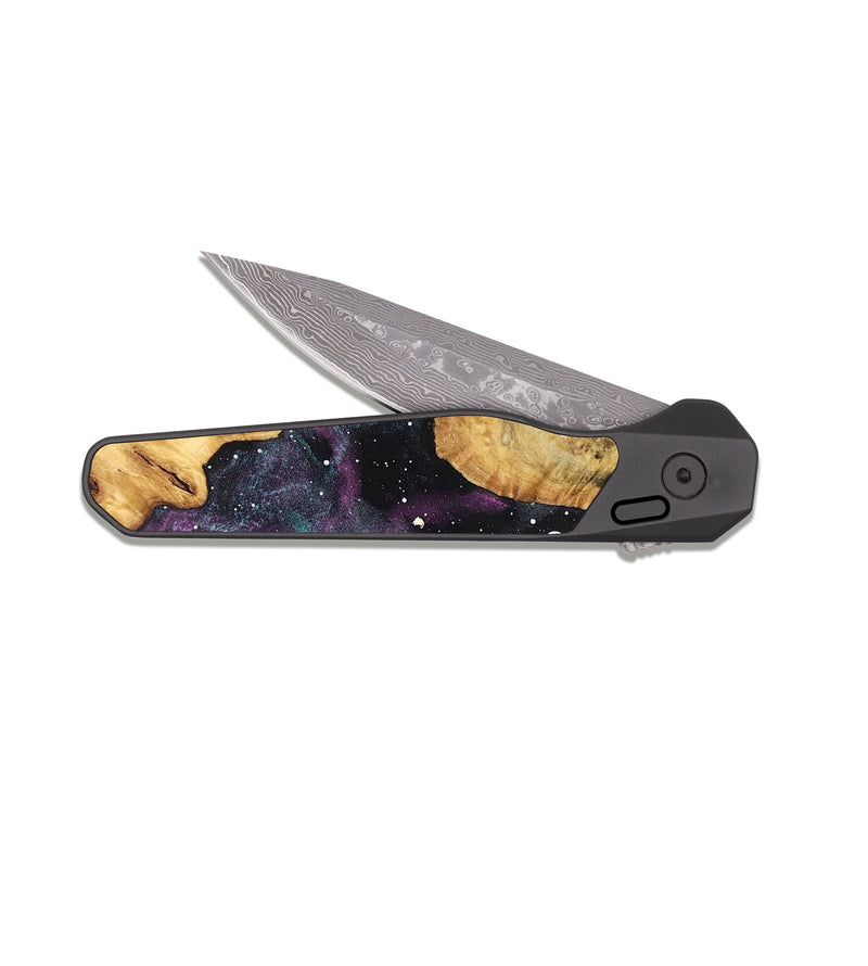 EDC Dark Damascus Wood Pocket Knife - James (Cosmos, 831876)
